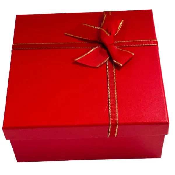 Gift Box With Ribbon- 19 X 19 X 9 Cm - Red (GOVS08-M)