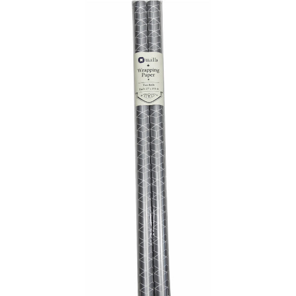 Geometric Silver Wrapping Paper Pack Of 2 – 70×100 Cm Premium Gift Wrap Rolls