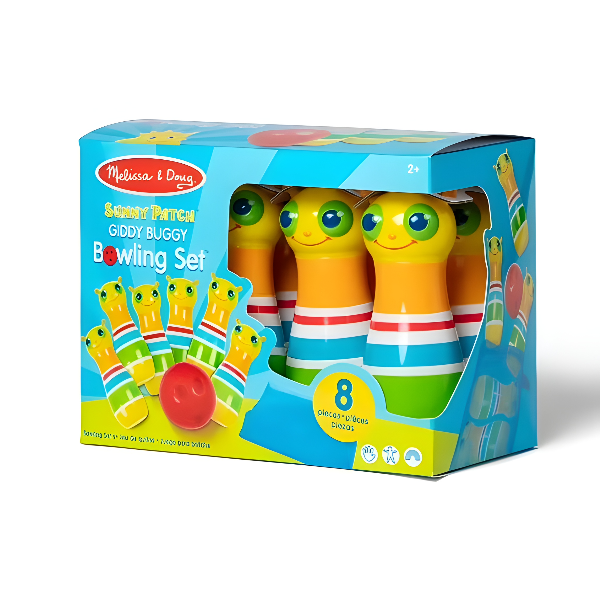 مجموعة ألعاب البولينج Giddy Buggy من Melissa & Doug، لعبة بولينج للأطفال داخل وخارج المنزل مع حقيبة حمل، مناسبة لعمر سنتين فما فوق alternate