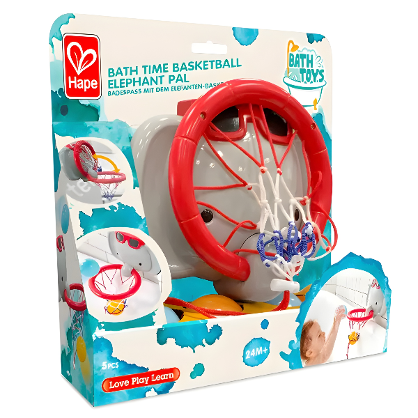 Hape Bath Time Basketball Elephant Pal, Bath Toy Basketball Set, Age 18 Months–6 Years