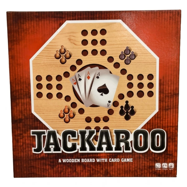 Jackaroo Wooden Board Game For 4 Players – Classic Strategy Family Game Set