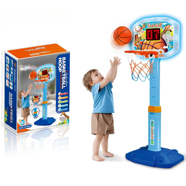 Kids Adjustable Basketball Hoop Set With Light & Sound