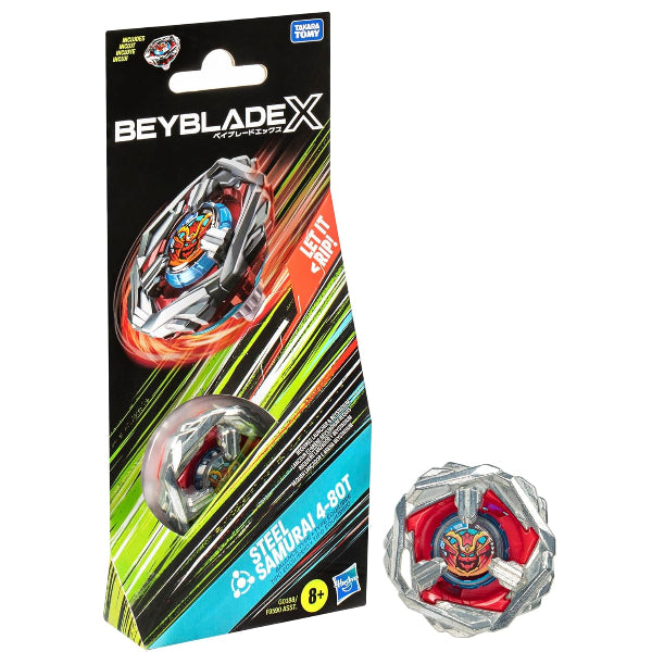 حزمة معزز Beyblade X Steel Samurai 4-80T – ميزان نوع الدوران الأيمن