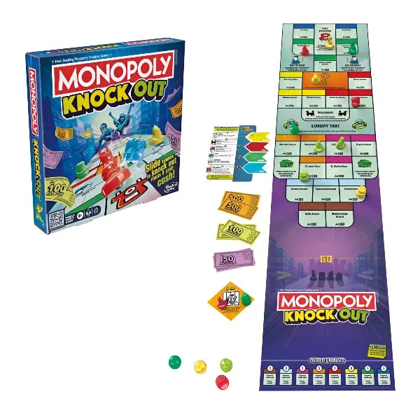 Hasbro Monopoly Knockout Board Game – Fast-Paced Family Game for 2–8 Players