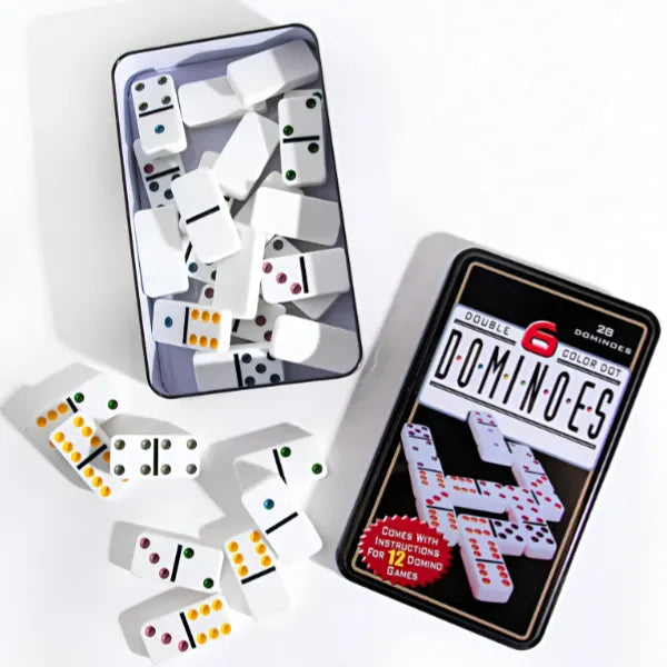 Dominoes Set in Metallic Tin Box-12 Domino Games (GSQL239)