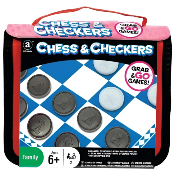 Merchant Ambassador Grab & Go Travel Chess & Checkers Game Set