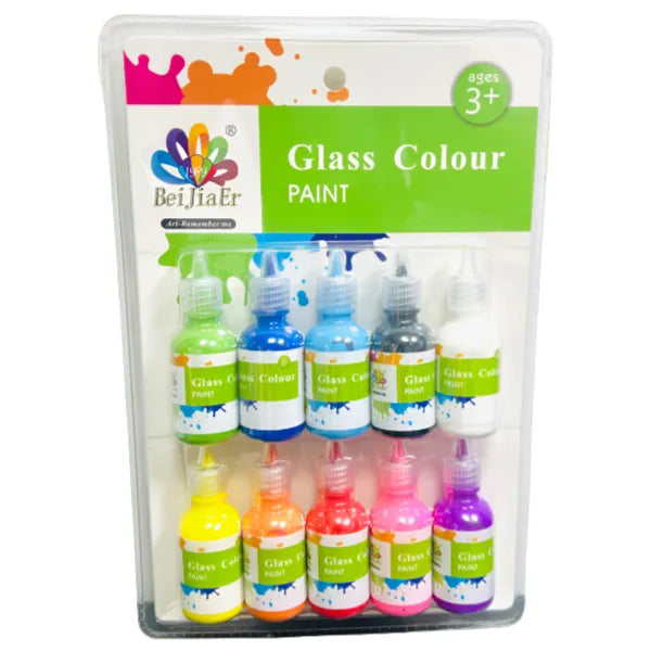 Beijiaer Glass Color Paint  Pack Of 12 Colours-30 Ml