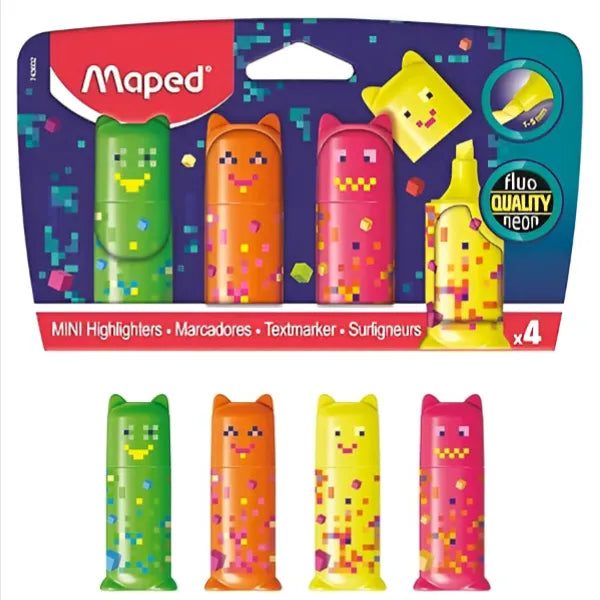 Maped -Mini Highlighters in the shape of characters - Pack of 4