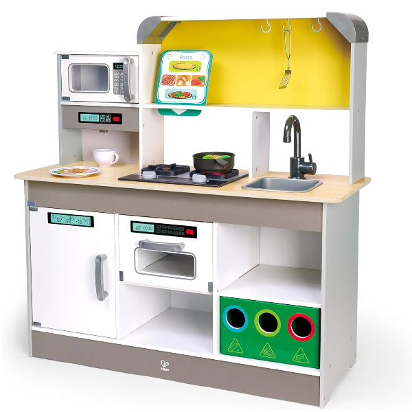 Hape Deluxe Kids Kitchen Playset With Air Fryer – 10Pcs Pretend Cooking Toy