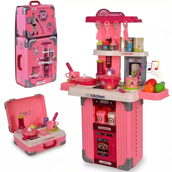 3 In 1 Portable Travel Kitchen Play Set For Girls