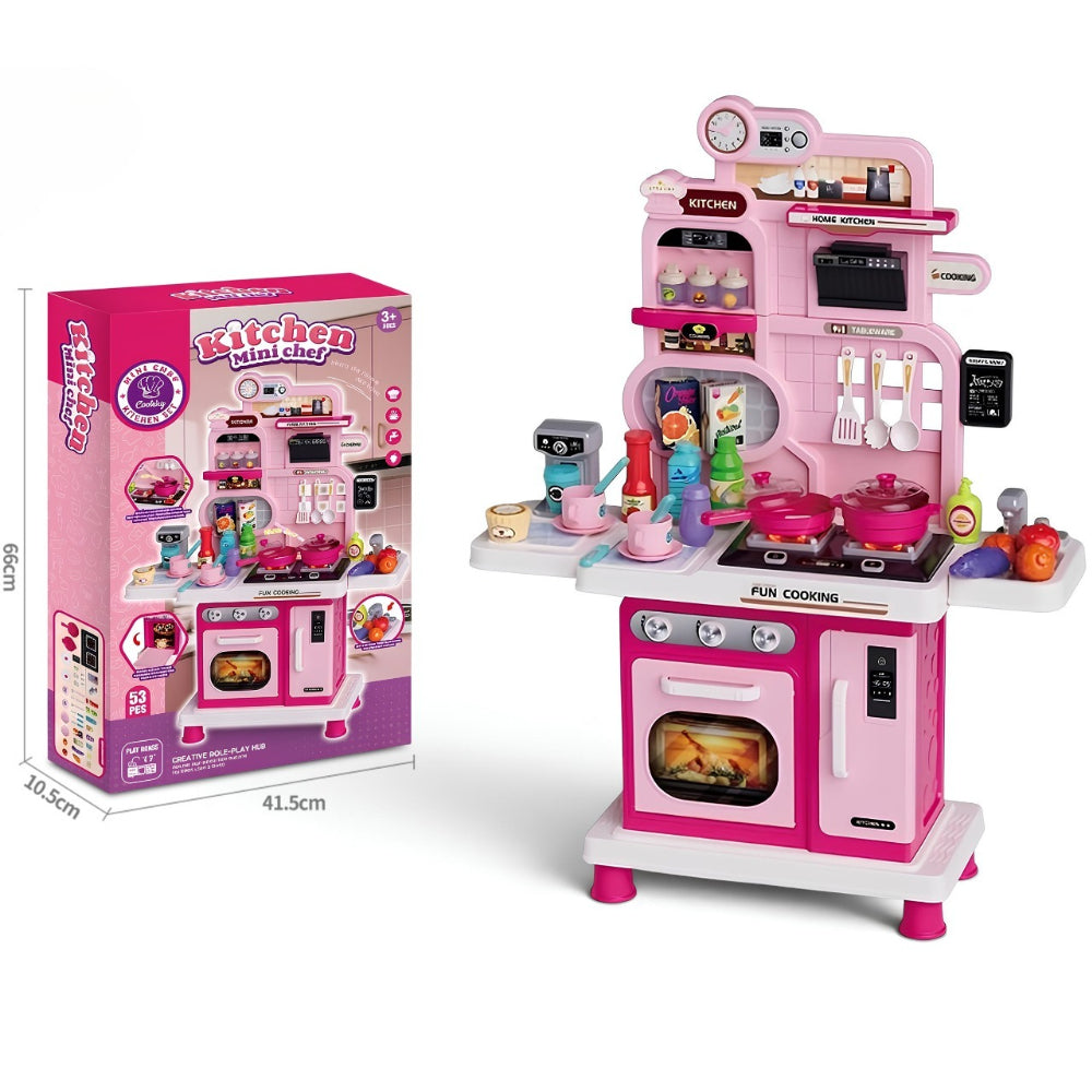 Kids Kitchen Playset With Light & Sound – 53 Pieces
