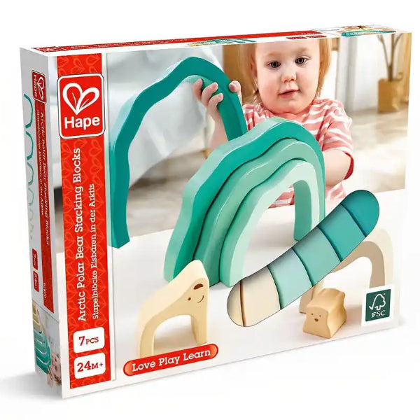 Hape Arctic Polar Bear Stacking Blocks – Sensory Wooden Toy(LBFS46)