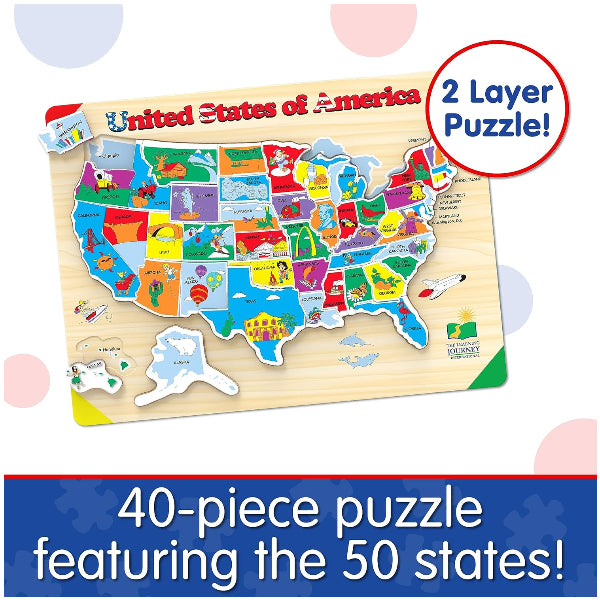 Early Learning Usa Map Puzzle – Lift Pieces For Kids alternate