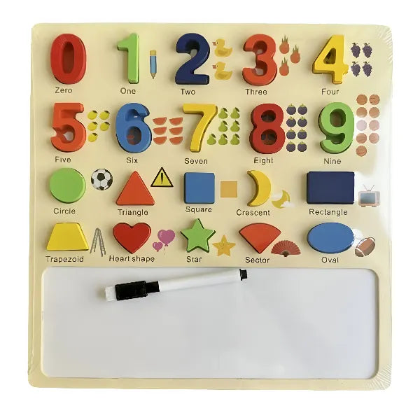 Wooden Numbers Puzzle with White Board – Educational Toy for Kids