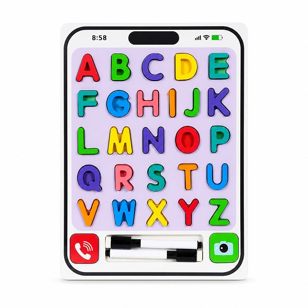 2-In-1 Mobile Alphabet Stacking & Whiteboard – Kids Magnetic Letter Learning Board