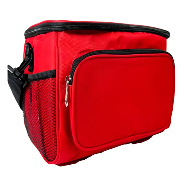 Insulated Lunch Bag Exterior Pocket For School Students - Red Colour