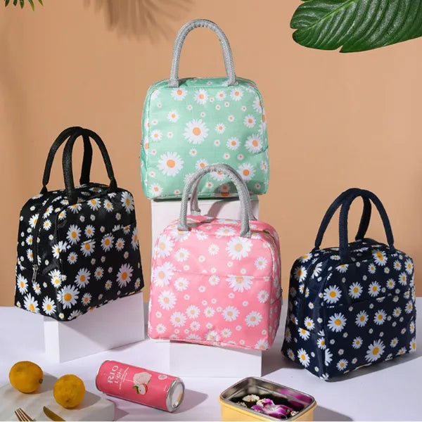 Flower Printed Thermal Lunch Bag -1 Pieces Set