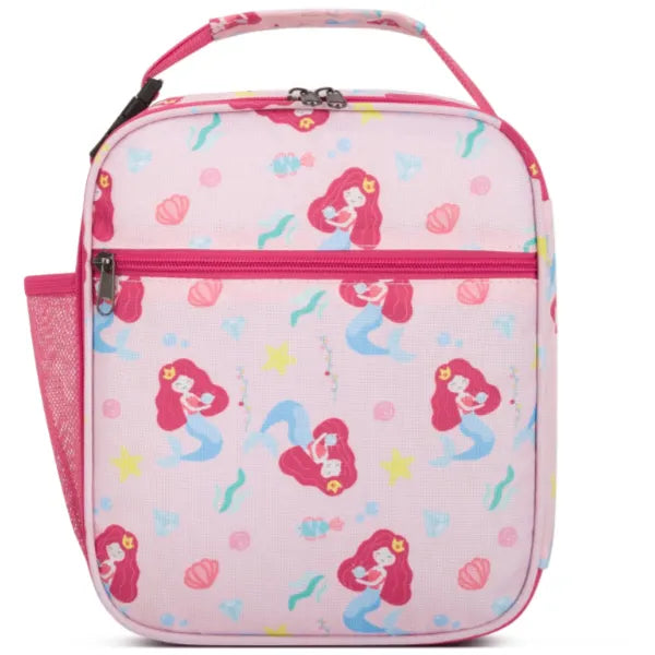 Kids Insulated Lunch Bag With Water Bottle Holder-Pink