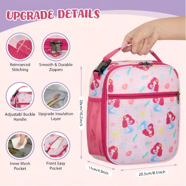 Kids Insulated Lunch Bag With Water Bottle Holder-Pink alternate