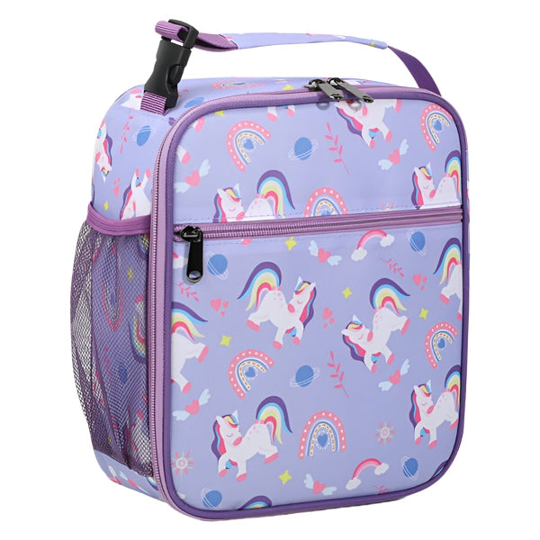 Kids Unicorn Printed  Lunch Bag With Water Bottle Holder