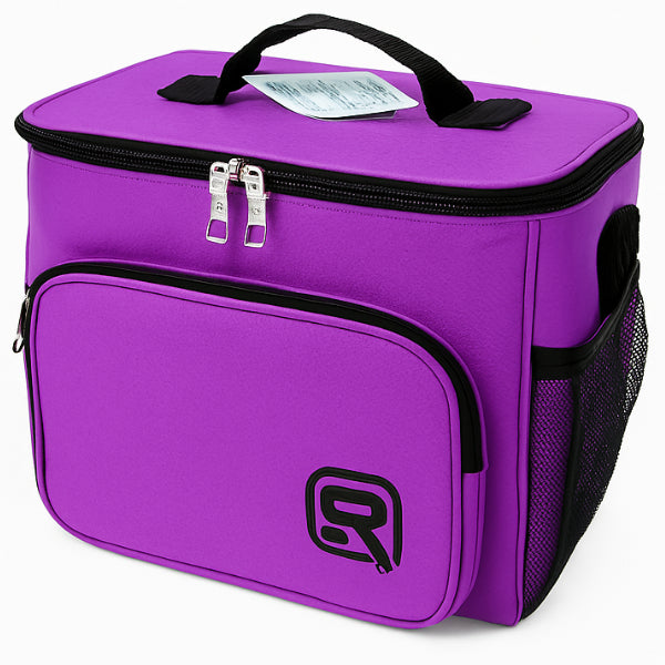 Q Line Thermal Insulated Lunch Bag With Exterior Pocket - Purple