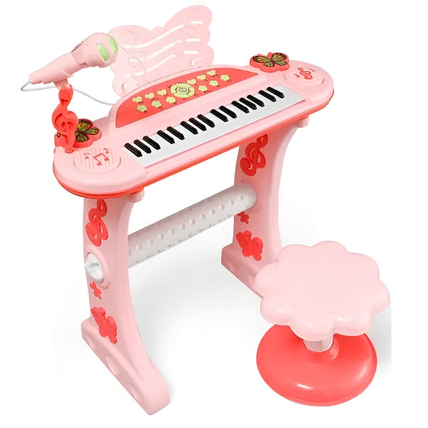 Pink Melody Electronic Piano Play Set With Stool
