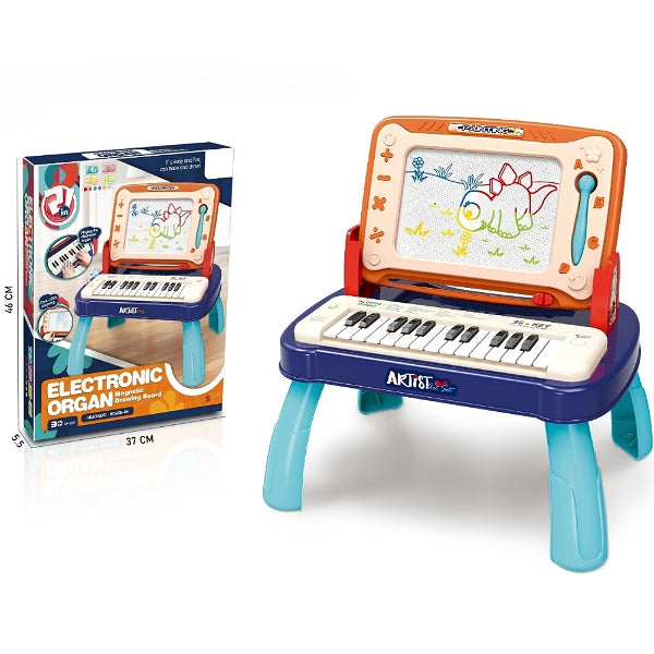 Artist 2-In-1 Electronic Organ Keyboard & Magnetic Drawing Board Activity Table