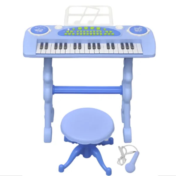 Electronic Piano Musical Play Set With Stool -Working Microphone - Blue