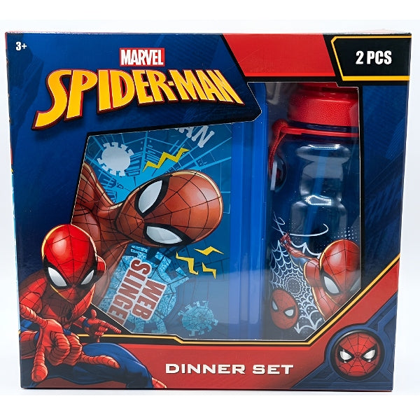 Spider-Man Printed Dinner Set For Kids - Lunch Box And Water Bottle