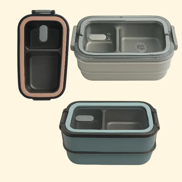 2 Layer Thermal Lunch Box – Stainless steel 1400 ML Assorted Colors (1 piece only)