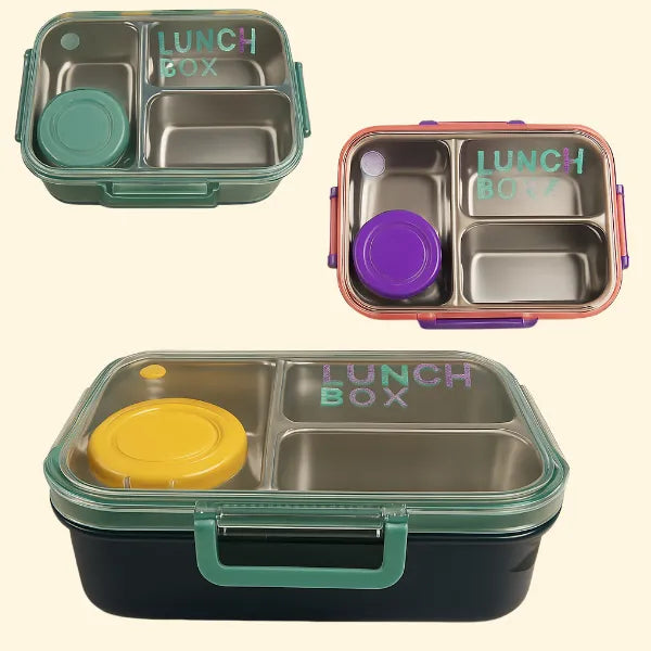 3-Compartment Insulated Lunch Box 750 ml with mini  Container 80 ml – assorted ( 1 piece only)