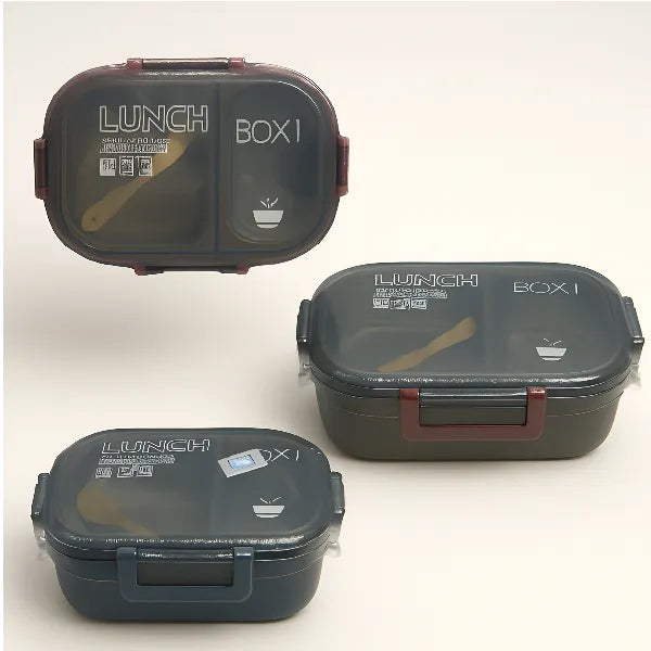 2-Compartment Stainless Steel Lunch Box – 800 ML (Assorted, 1 Piece)