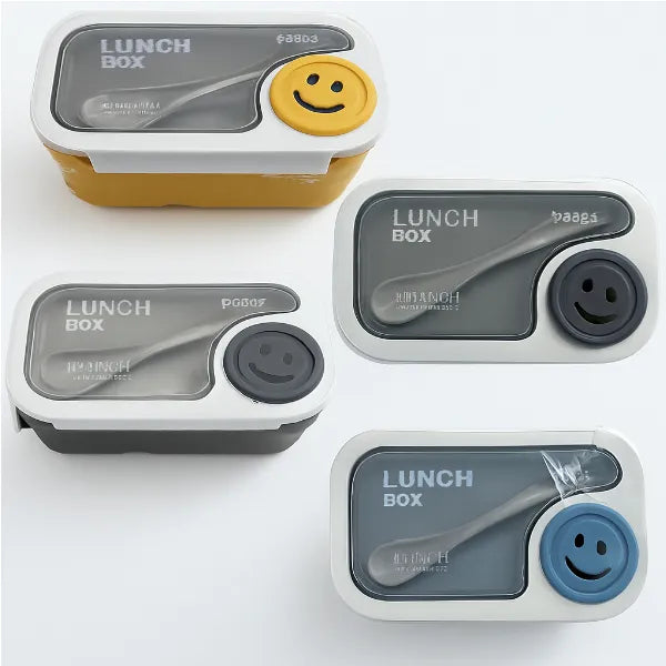 Happy Smile Lunch Box & cutlery– 850 ML Microwaveable  (Assorted, 1 Piece)