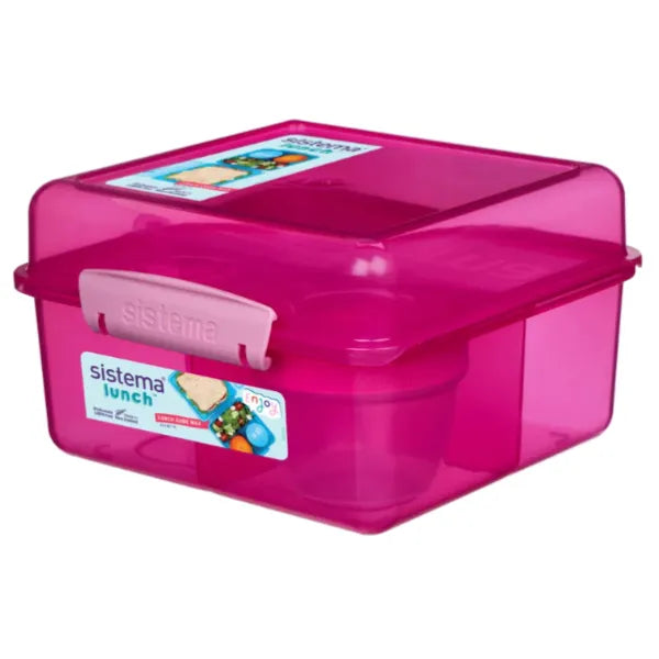 Sistema Lunch Cube Max With Yogurt  Lunch Box Pink Color - 2L