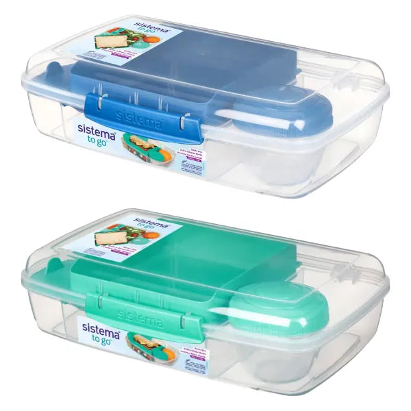 Sistema Bento Box To Go Lunch Box with Yogurt Pot 1.76L – Assorted Color (1 Piece Set)