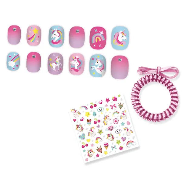 Hot Focus Unicorn Dazzle Nails & Spiral Hair Tie Bracelet Set (MSEQ132) alternate