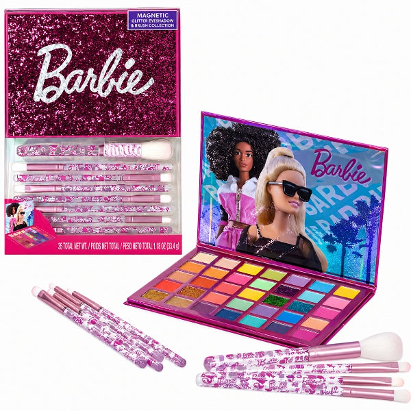 Townley Girl Barbie Shadow Palette & Brush Set - 9 Pcs