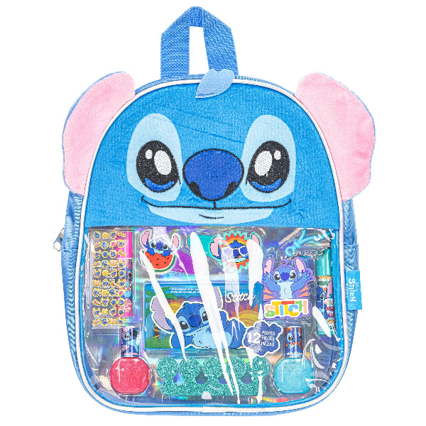 Townley Disney Stitch Furry Cosmetic Gift Bag Set – 12-Piece Multicolor Beauty Kit For Kids