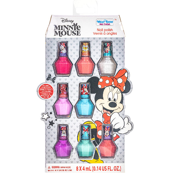 Townley Girl Disney Minnie Mouse 8-Piece Peelable Nail Polish Set For Kids – Multicolor