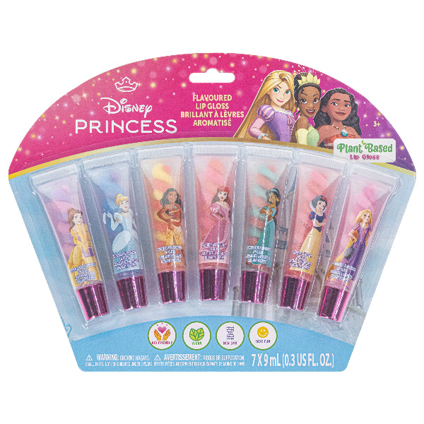 Townley Girl Disney Princess 7-Piece Flavored Lip Gloss Set For Kids