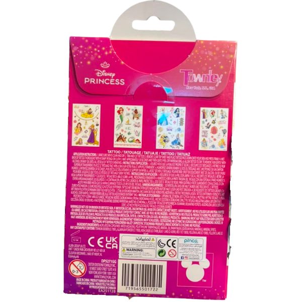 Disney Princess Temporary Tattoos Set, 45+ Tattoos, 4 Sheets, Age 3+ alternate