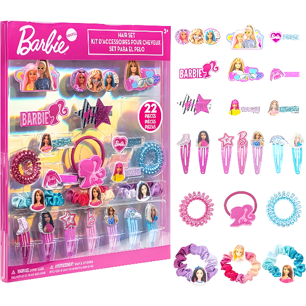 Barbie Hair Accessories Set For Girls With Hair Clips, Scrunchies & Hair Ties, Age 3+