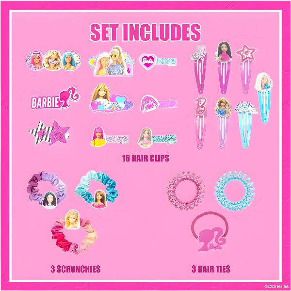 Barbie Hair Accessories Set For Girls With Hair Clips, Scrunchies & Hair Ties, Age 3+ alternate