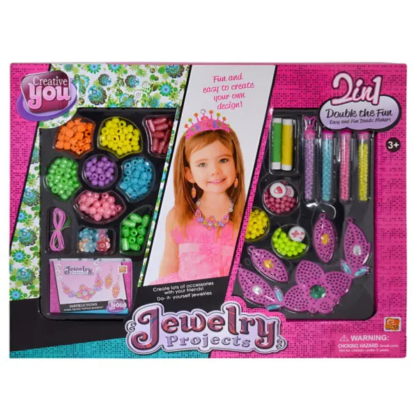 2 In 1 Girls Fashion Creator Hair Beader And Jewelry Diy Kit