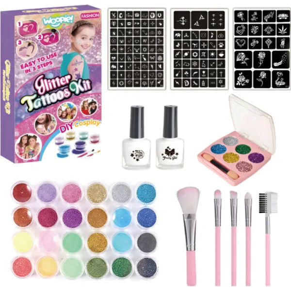 Fashion Glitter Tattoos Kit For Girls-DIY