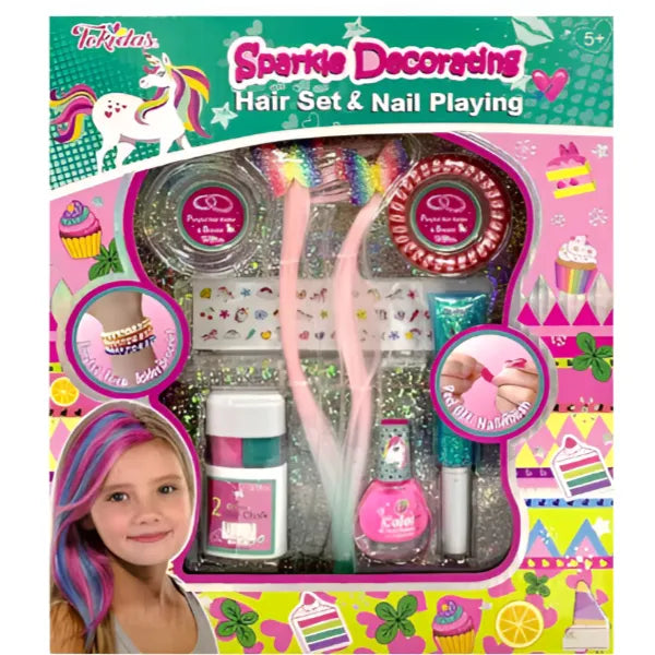 Tokidas - Decorating Hair And Sparkle Nail Make up Set Playing Set For Girls