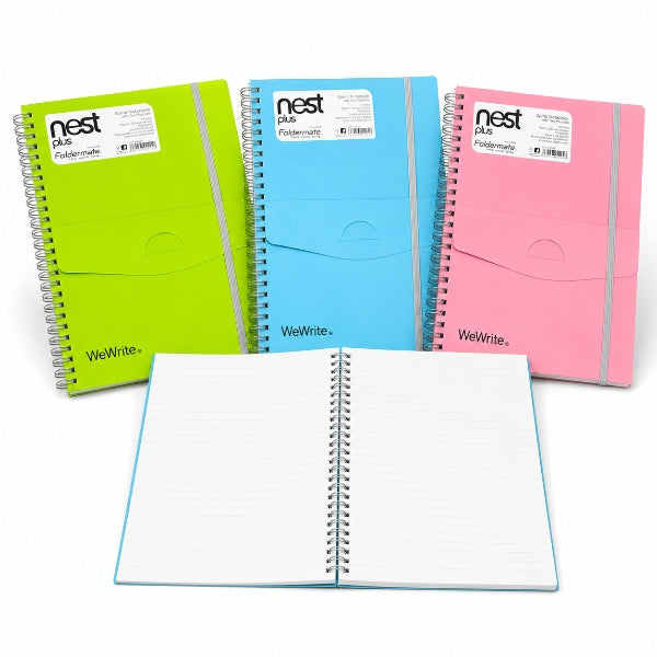 Foldermate A5 Spiral Notebook With Front Pocket - 70 Ruled Sheets-Assorted, 1 Piece