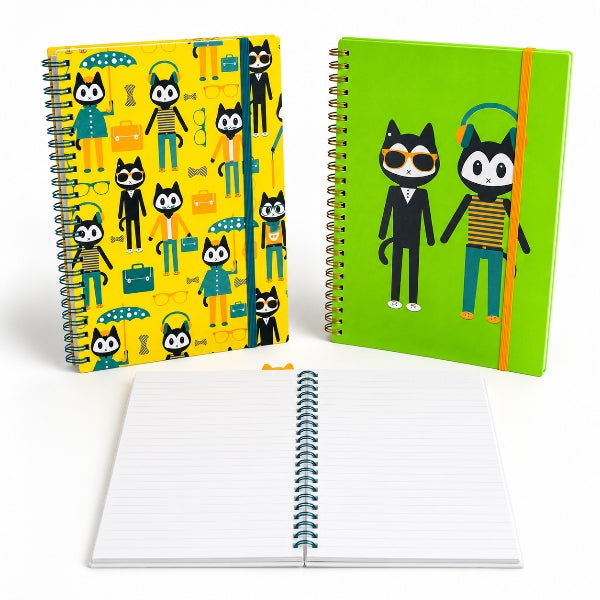 Foldermate A5 Ruled Notebook - 70 Sheets, Cool Cat Design-Assorted