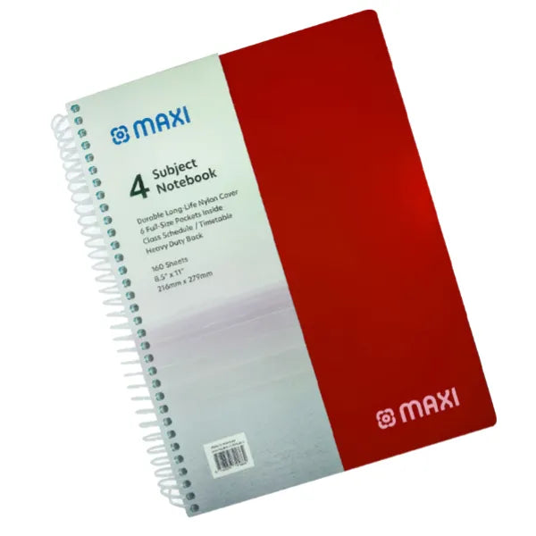 Maxi Heavy Duty Cover  4 Subject Notebooks-a4
