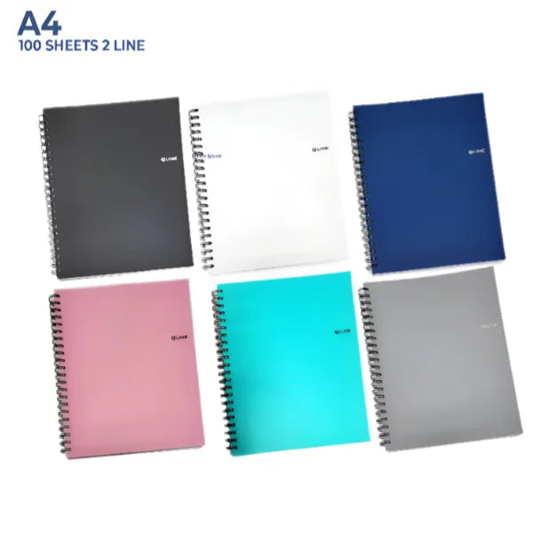Q-Line Spiral Notebook Ruled A4 Size -100 Sheets -1 Pieces Set